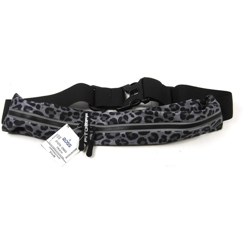 Fitgriff Running/Gym Belt Women - Secure Jogging Pouch Gray Leopard Print